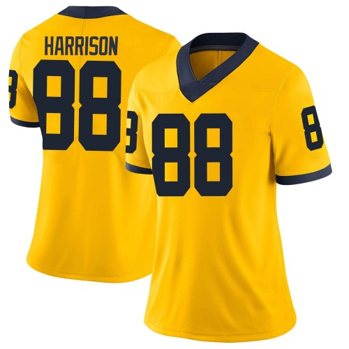 Mathew Harrison Michigan Wolverines Women's NCAA #88 Maize Limited Brand Jordan College Stitched Football Jersey OQF5554KL